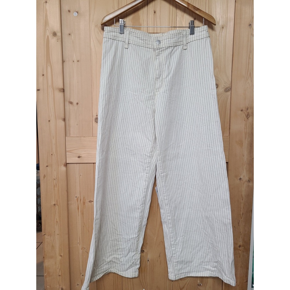 Universal Thread Wide Leg Pants Womens 12R Cream Pinstripe Nautical